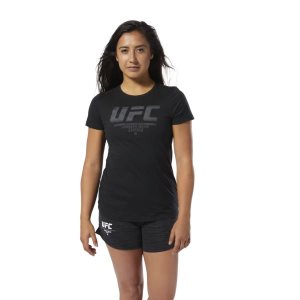 Reebok UFC Fan Gear Logo T Shirt Damen - Schwarz - DE 893-DXS